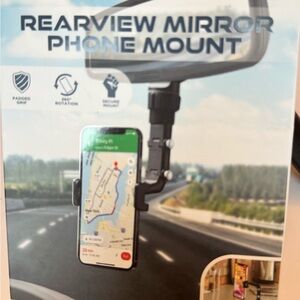 Universal Black Rearview Mirror Phone Mount